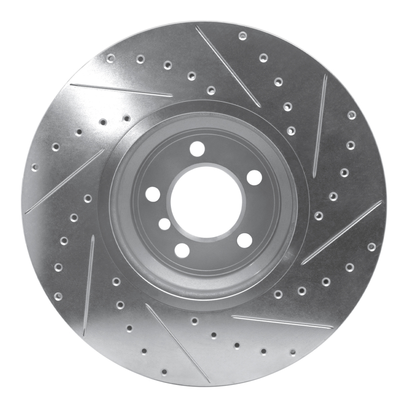 BMW ALPINA B7 Brake Rotor (1) - Front Left - R1 Concepts - Drilled & Slotted - Silver - `07-`08